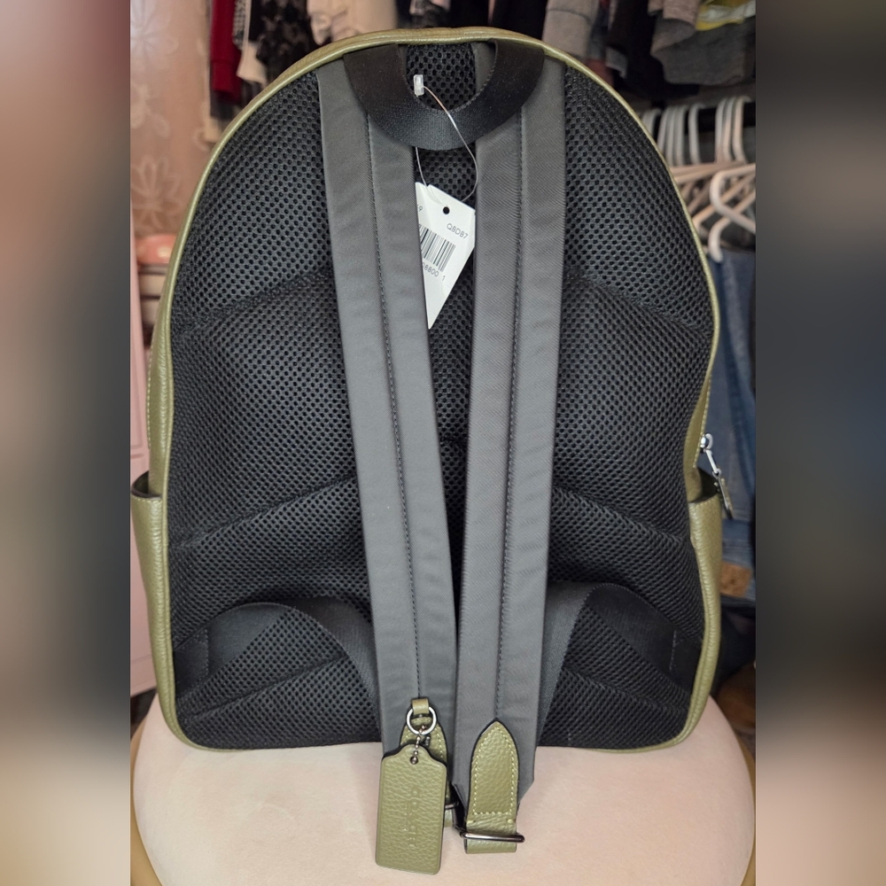 Coach Sage Green Leather Backpack - Picture 4 of 5